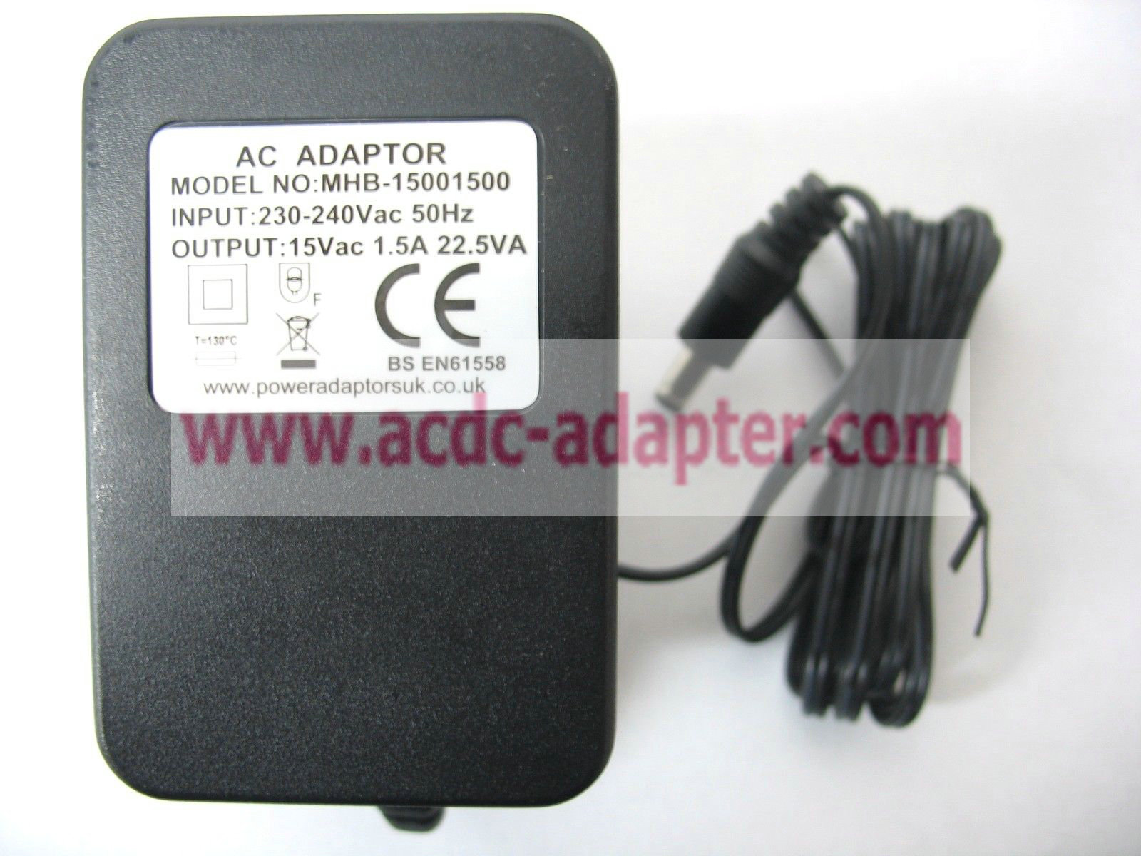New MHB-15001500 1.5A/1500MA 15V 22.5VA AC/AC OUTPUT POWER ADAPTOR